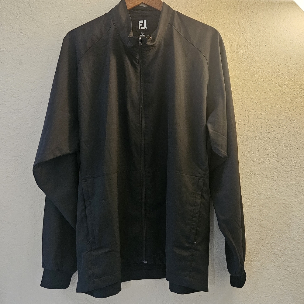 FootJoy Windbreaker Golf‎ Jacket Mens Large Black Full Zip Minimalist Outdoor